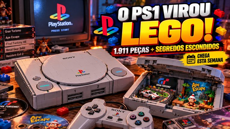 LEGO transforma o primeiro PlayStation em set de 1.911 peças cheio de segredos