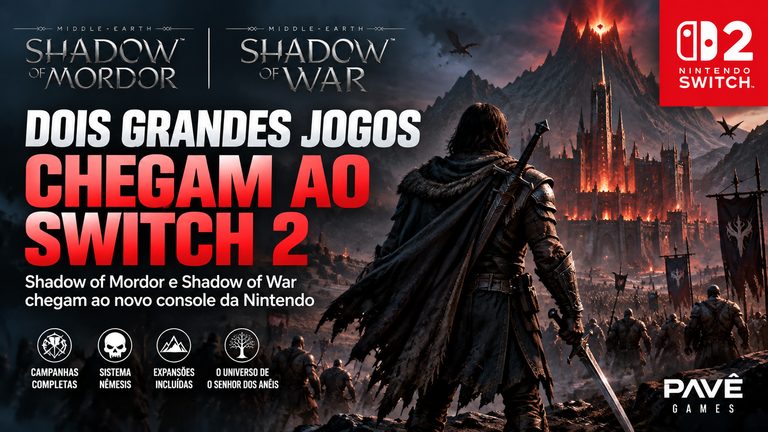 Nintendo Switch 2 recebe dois grandes jogos de O Senhor dos Anéis de uma vez