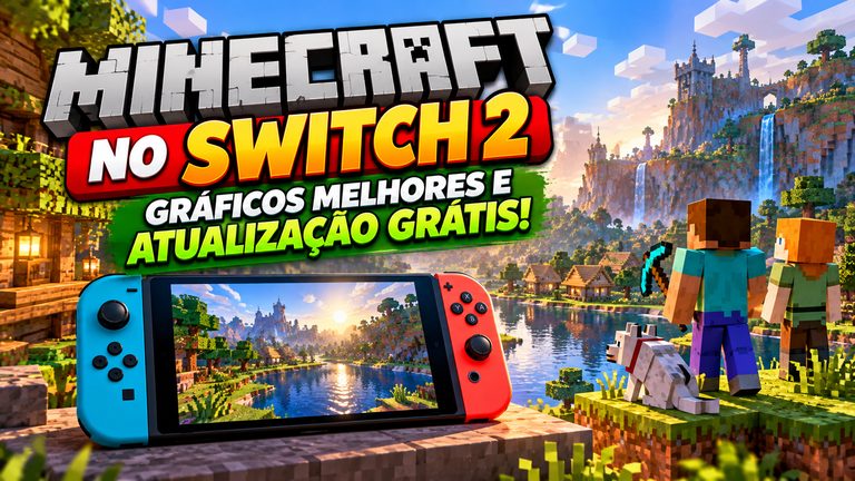 Minecraft no Switch 2 chega dia 27 com gráficos melhores e atualização grátis