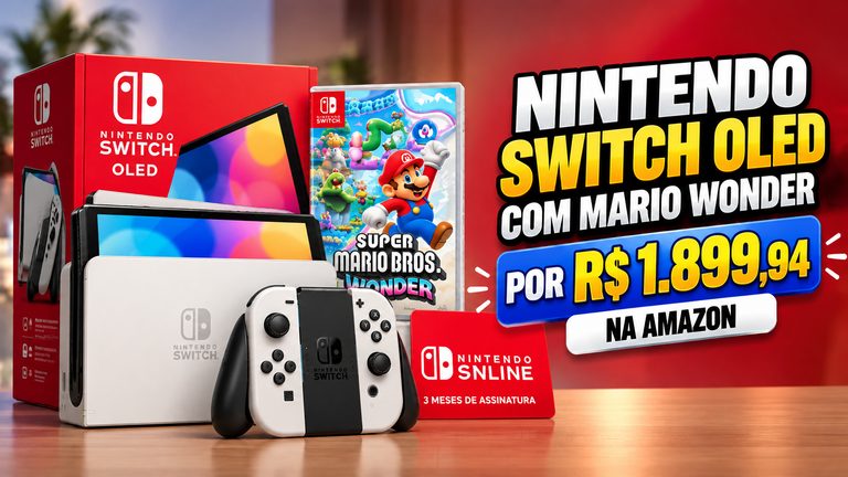Nintendo Switch OLED com Mario Wonder por R$ 1.899 na Amazon: vale aproveitar?