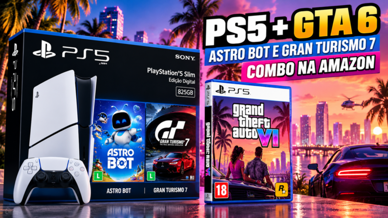 PS5 com GTA 6, Astro Bot e Gran Turismo 7 aparece por R$ 4.696 na Amazon; veja o que vem no combo