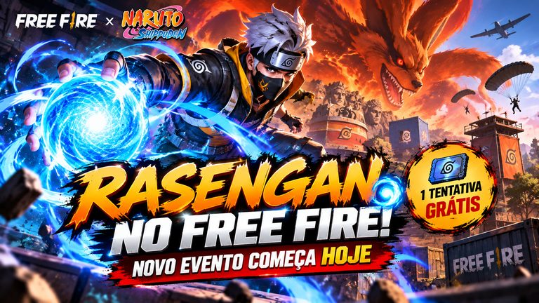 Rasengan chega ao Free Fire hoje; veja como funciona o novo evento