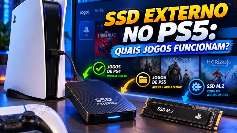 SSD externo no PS5: quais jogos funcionam e como usar?